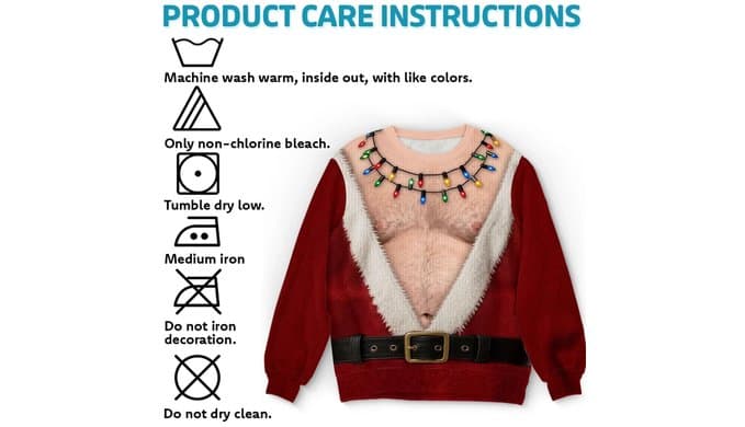 Ugly Christmas Sweater for Men 3D Funny Hairy Chest Sweatshirts thumbnail 5