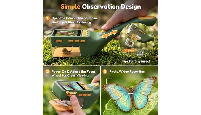 Kids Handheld Microscope Bug Catcher, STEM Educational Exploration Toy thumbnail 2