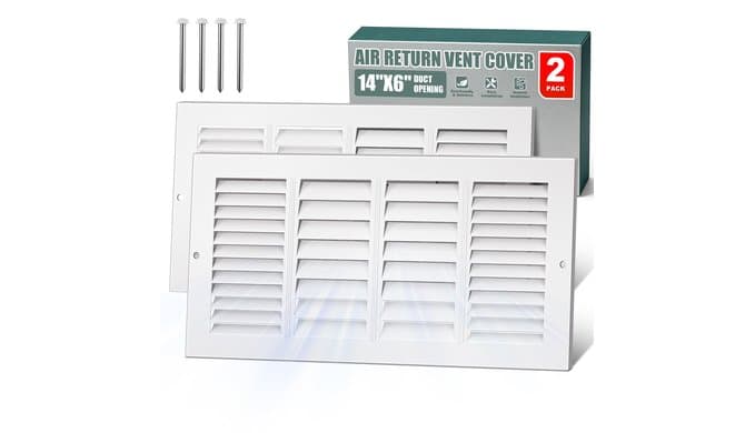 14x6 Air Return Vent Cover, White Heavy-Duty Steel Return Air Grille,2-Pack