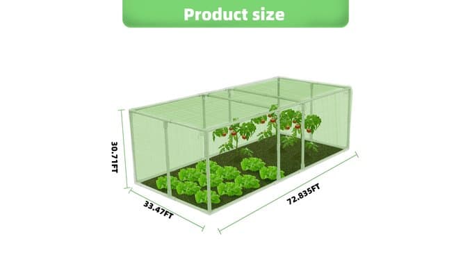 72 * 33 * 30 in Detachable Crop Cages for Garden, Plant Protection Tent with Garden Netting for Vegetables Fruits Flowers,Mesh Plant Covers for Outdoors (Green) thumbnail 2