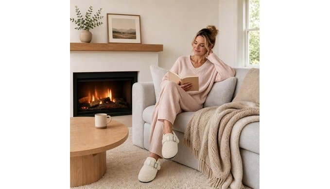 Slippers for Women Men – Adjustable Wide Diabetic House Slippers Comfy Fuzzy Teddy Fleece Slipper Socks Slip on House Shoes Non-Slip Indoor Outdoor for Home Travel Yoga Hospital thumbnail 2