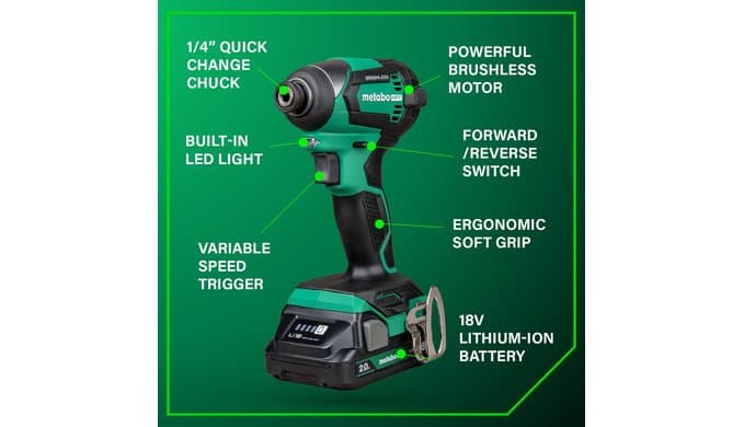 Metabo HPT 18V Cordless Brushless, Impact Driver Kit, WH18DEX thumbnail 4