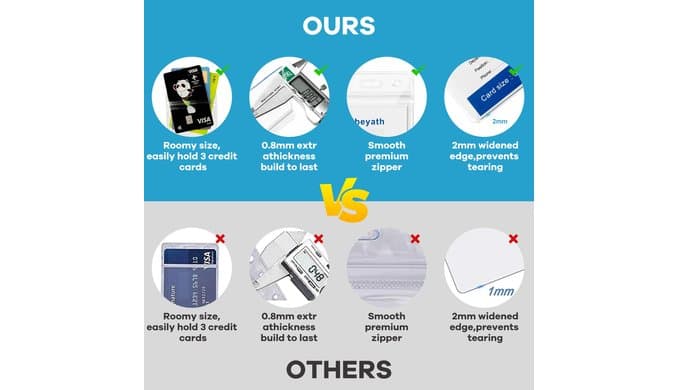 ABEYATH 10 Pack Extra Thick ID Card Name Badge Holder Heavy Duty Waterproof Clear Plastic PVC Vertical Sleeve Pocket Resealable thumbnail 5