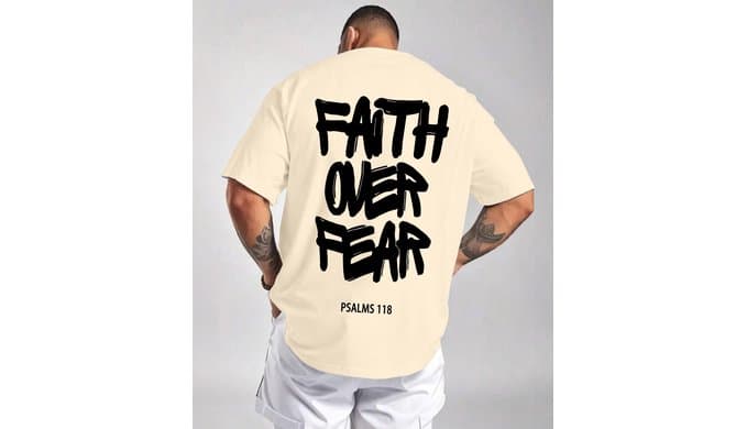 KESIHAN Faith Over Fear Shirt Mens Christian Jesus Graphic T Shirt thumbnail 5