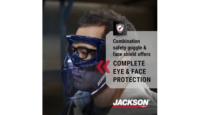 Jackson Safety GPL500 Clear Safety Goggles with Face Shield - ANSI Z87.1 thumbnail 2