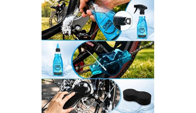 Bike Cleaning Kit Including Bicycle Chain Cleaner Degreaser, Chain Scrubber, Cycling Chain Lube, Cleaning Brush Tool, Gear Floss for Mountain Bike/MTB, Road Bike, Ebike and Trail Bikes thumbnail 4