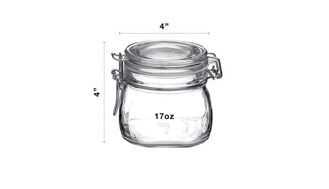 Bormioli Rocco Fido 17.5 Ounce Glass Storage Jars: Airtight Hinged Lid With Leak Proof Gasket, Wide Mouth Food Container - For Zero Waste Air Tight Preserving Jam, Spices, Coffee, Sugar & Herbs thumbnail 3