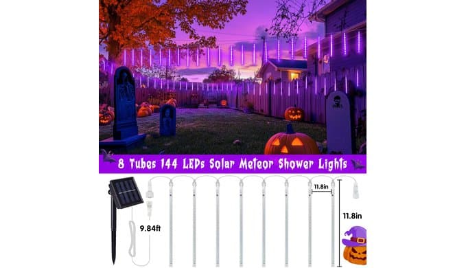 JMEXSUS Solar Halloween Lights Outdoor Purple Solar Lights thumbnail 2