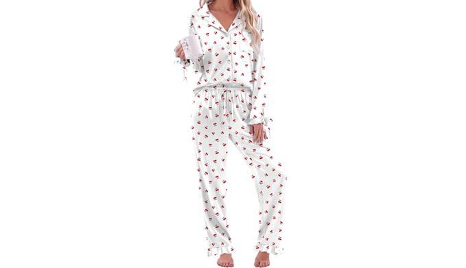 Ekouaer Satin Pajamas for Women Silky Long Sleeve Button Down Pajama Sets