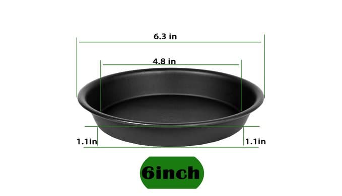 6 Pack 6 inch Plant Saucer Tray, 4 6 8 10 12 15 17 19 inch Plant Saucers, Heavy Duty Plastic Plant Saucers for Indoors, Bird Bath Bowls, Flower Plant Water Trays for pots Planter (6", Black) thumbnail 3