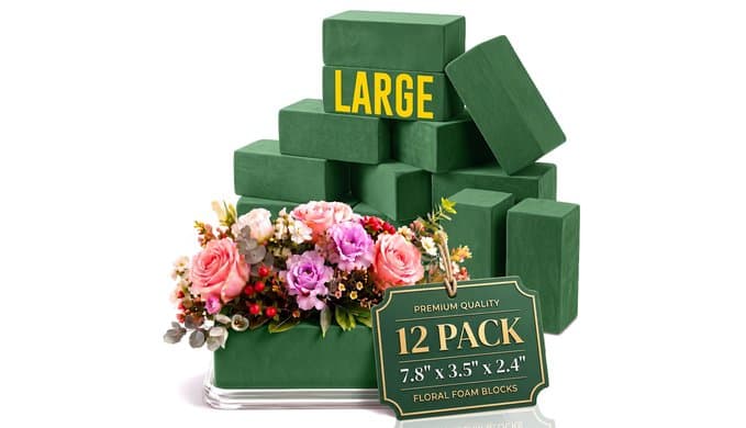 12 Pack Large Dry Floral Foam Blocks - Florist Foam Styrofoam for Artificial & Dried Flowers, Weddings and Planters Outdoor - Weather Resistant Dry Foams for DIY Projects (7.8X3.5X2.4 inch) thumbnail 1