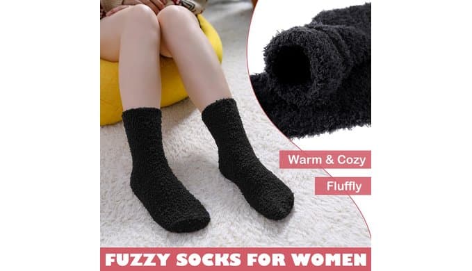 Womens Fuzzy Socks Cozy Fluffy Winter Warm Slipper Socks Microfiber Soft Home Sleeping Socks thumbnail 5