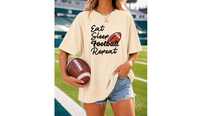 KUYIGO Men's Football Graphic T Shirt Game Day Casual Cotton Tee thumbnail 5