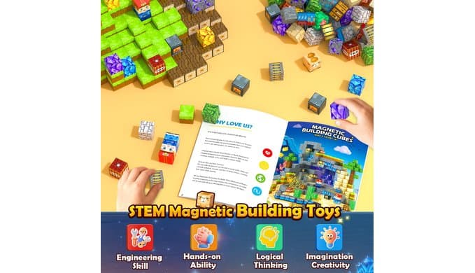 150 PCS Magnetic Blocks: Magnet Building Toys for Kids Ages 4-8, STEM Sensory Building Cubes for Toddlers, Build Mine Magnet World Set for 3-12 Boy Girl Years Old Birthday thumbnail 5