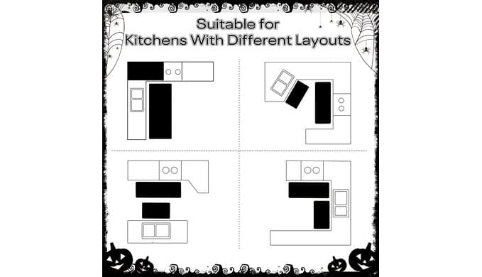 Halloween Kitchen Mats Set of 2 Boo Ghost Black Cat Kitchen Rugs thumbnail 4