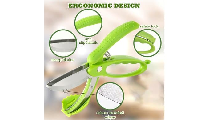 Salad Scissors with Double Blades, Lettuce Chopper for Chopped Salad, Green thumbnail 5