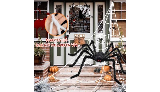 Halloween Decorations Outdoor Spider Webs:1Pcs Giant Spiders-Outdoor Use thumbnail 2