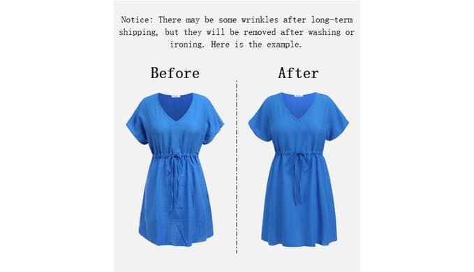 Ekouaer Womens Swimsuit Coverup Short Sleeve Beach Cover Up Dress V Neck Bikini Beachwear thumbnail 5