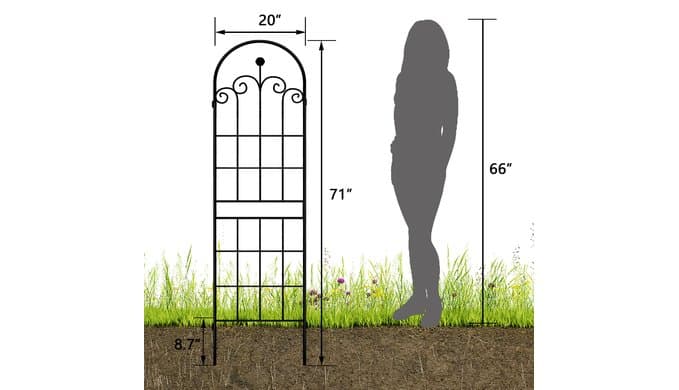 71x40in Rustic Iron Garden Trellis, Weatherproof Black Metal Arch Decorative Flower Support for Climbing Outdoor Plants, Roses, Ivy, Vegetables, Anti-Rust Heavy Duty Plant Stakes thumbnail 3