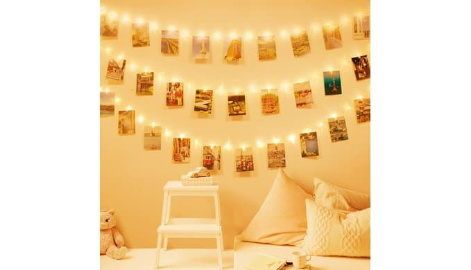 litogo 100LED 33Ft Photo Clip String Lights, 60 Clear Clips & 20 Hooks thumbnail 5