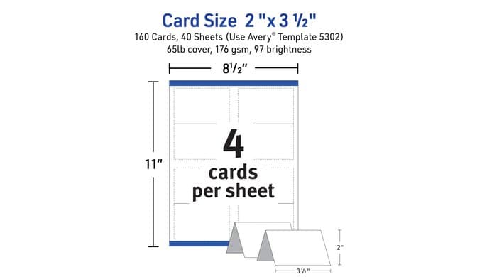 Avery Printable Tent Cards with Sure Feed Technology, 2" x 3.5", White, 160 Blank Place Cards for Laser or Inkjet Printers (5302) thumbnail 3
