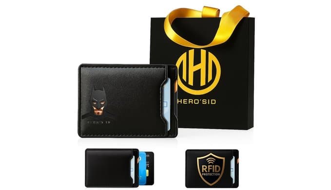 Bat Wallet-Personalized wallet Man Woman, Superhero Mask Slim (Card Holder),Bat ID Heroic wallet-Unique Valentine’s day Gift Birthday, Anniversary,Husband, Boyfriend,Father's day (Card Holder– Black) thumbnail 1