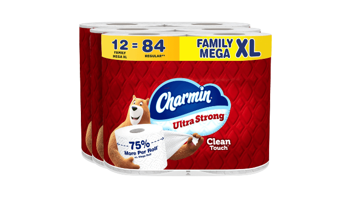 2 Charmin Ultra Strong Clean Touch Toilet Paper, 12 Family Mega XL Rolls = 84 Regular Rolls thumbnail 1