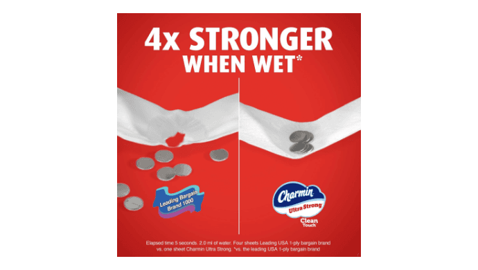 2 Charmin Ultra Strong Clean Touch Toilet Paper, 12 Family Mega XL Rolls = 84 Regular Rolls thumbnail 4