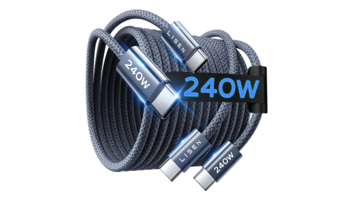 LISEN USB C to USB C Cable, 240W Fast Charging Type C Charger Cord (6.6FT) thumbnail 1