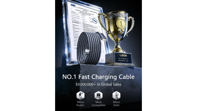 LISEN USB C to USB C Cable, 240W Fast Charging Type C Charger Cord (6.6FT) thumbnail 2