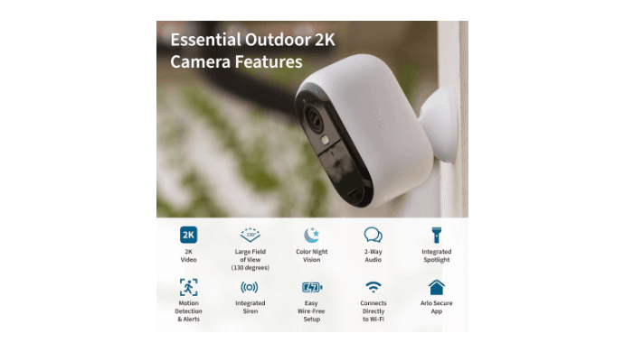 Arlo VMC3050-100NAR Essential 2nd Gen 2K Single Cam,White-Certified Refurbished thumbnail 2
