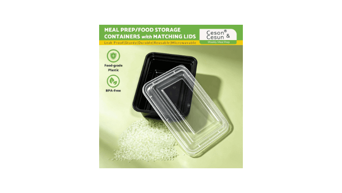 Ceson&Cesun Meal Prep Containers 24oz-100 Pack, Disposable Food Storage Containers with Lids - Reusable Leakproof & BPA Free Durable Plastic Bento Box for To Go Take Out, Microwave & Freezer Safe thumbnail 2