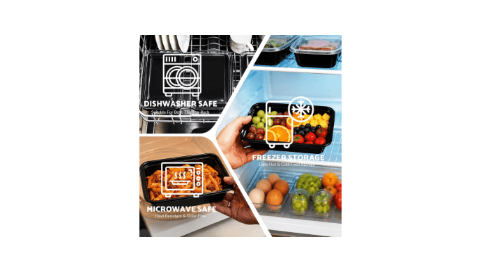 Ceson&Cesun Meal Prep Containers 24oz-100 Pack, Disposable Food Storage Containers with Lids - Reusable Leakproof & BPA Free Durable Plastic Bento Box for To Go Take Out, Microwave & Freezer Safe thumbnail 5