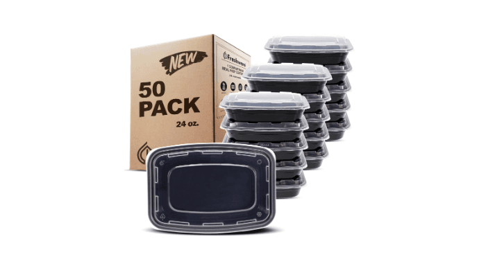 Freshware Meal Prep Containers [50 Pack] 1 Compartment with Lids, Food Storage Containers, Bento Box, BPA Free, Stackable, Microwave/Dishwasher/Freezer Safe (24 oz) thumbnail 1
