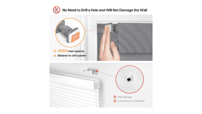 LazBlinds No Drill Blackout Roller Shades, 36" W x 72" H, Grey thumbnail 3