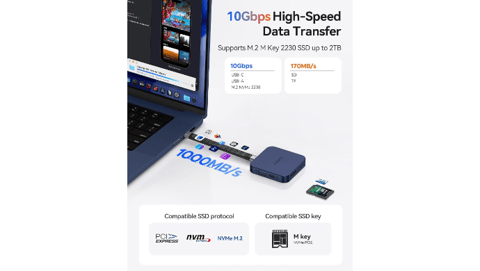 ORICO 10Gbps Magnetic Docking Station with M.2 2230 NVMe Enclosure thumbnail 4