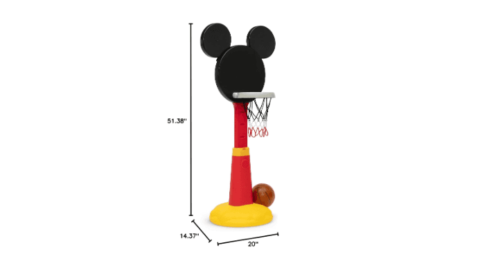 Delta Children Disney Mickey Mouse Plastic Basketball Set - Includes Basketball Hoop, 1 Basketball and Ball Pump, Red/Black thumbnail 3