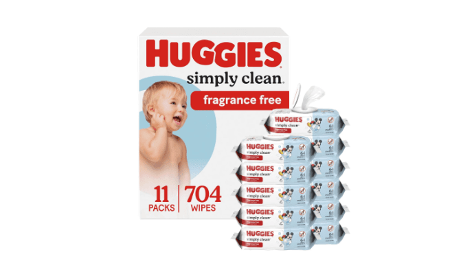 Huggies Simply Clean Baby Wipes, Unscented, 11 Packs, 704 Wipes thumbnail 1