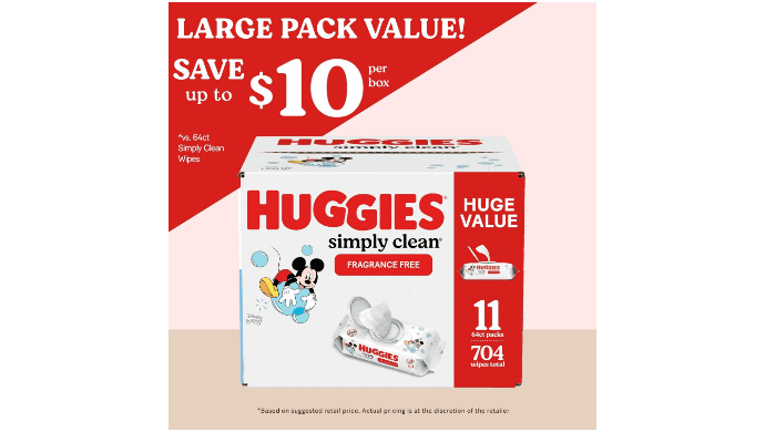 Huggies Simply Clean Baby Wipes, Unscented, 11 Packs, 704 Wipes thumbnail 2