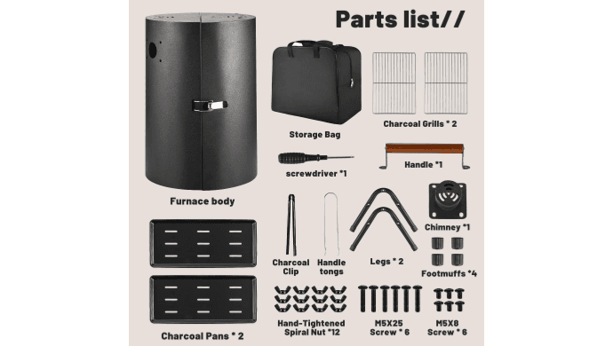 Mibote Portable Iron Charcoal BBQ Grill for Camping and Picnics thumbnail 2