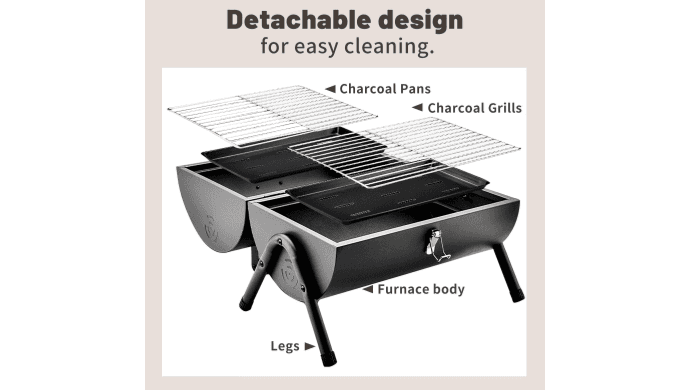 Mibote Portable Iron Charcoal BBQ Grill for Camping and Picnics thumbnail 5