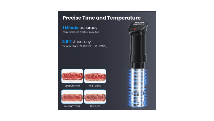 VAVSEA Sous Vide Machines, Precision Cooker, Waterproof Immersion Circulator with Digital Touch Screen and Accurate Temperature Time Control, Sous Vide Device for Home Kitchen thumbnail 3