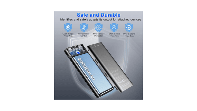 Portable Charger, 20000mah Power Bank, 22.5W Fast Charging Battery Pack with Usb-c/Usb-a Output, Digital Display Portable Phone Charger for iPhone 18/17/16/15/14/13 Pro Samsung Google LG iPad AirPods thumbnail 3