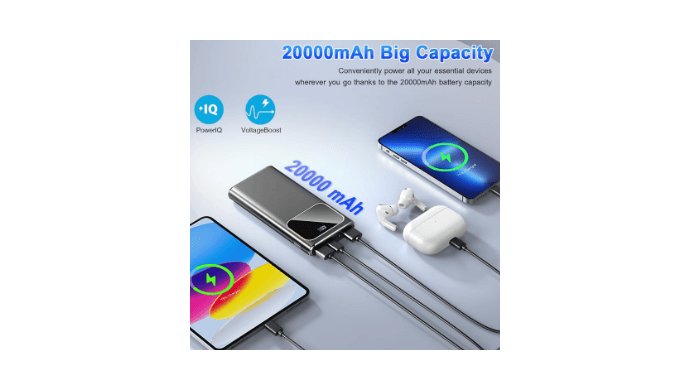 Portable Charger, 20000mah Power Bank, 22.5W Fast Charging Battery Pack with Usb-c/Usb-a Output, Digital Display Portable Phone Charger for iPhone 18/17/16/15/14/13 Pro Samsung Google LG iPad AirPods thumbnail 5