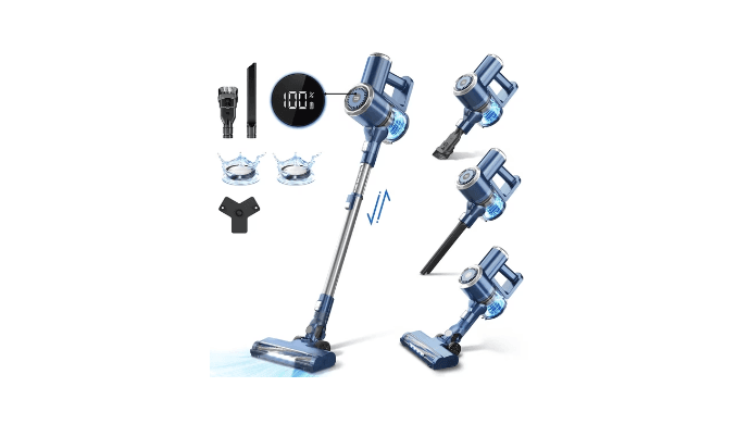 PrettyCare Cordless Stick Vacuum Cleaner, 38KPA 50mins 2600mAh 6-in-1 Lightweight Upright for Carpet Hard Floor Pet Hair W200 Upgraded thumbnail 1