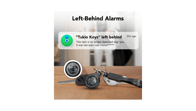 Bluetooth Tracker, Smart Air Tracker Tags-4 Pack, Key Finder and Item Locator Works with Apple Find My (iOS Only), with Protective Case/Key Ring/Lanyard, Tracker Tag for Keys/Luggage/Wallet, etc. thumbnail 2