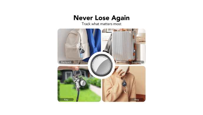 Bluetooth Tracker, Smart Air Tracker Tags-4 Pack, Key Finder and Item Locator Works with Apple Find My (iOS Only), with Protective Case/Key Ring/Lanyard, Tracker Tag for Keys/Luggage/Wallet, etc. thumbnail 3