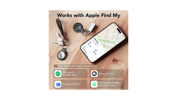 Bluetooth Tracker, Smart Air Tracker Tags-4 Pack, Key Finder and Item Locator Works with Apple Find My (iOS Only), with Protective Case/Key Ring/Lanyard, Tracker Tag for Keys/Luggage/Wallet, etc. thumbnail 5