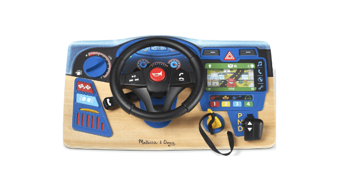 Melissa & Doug Vroom & Zoom, Interactive Wooden Dashboard, Racing Car Steering Wheel Toy, Lights & Sounds, Preschool Learning Toys for Girls & Boys 3+ - FSC Certified thumbnail 1