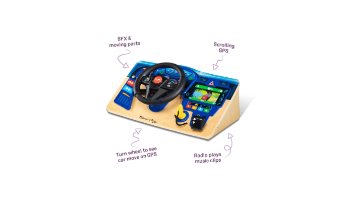 Melissa & Doug Vroom & Zoom, Interactive Wooden Dashboard, Racing Car Steering Wheel Toy, Lights & Sounds, Preschool Learning Toys for Girls & Boys 3+ - FSC Certified thumbnail 5
